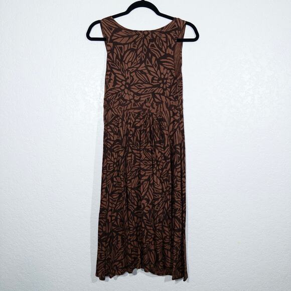 Michael Kors Brown Leaf Patterned Swing Midi Dress Size XS - Picture 4 of 5